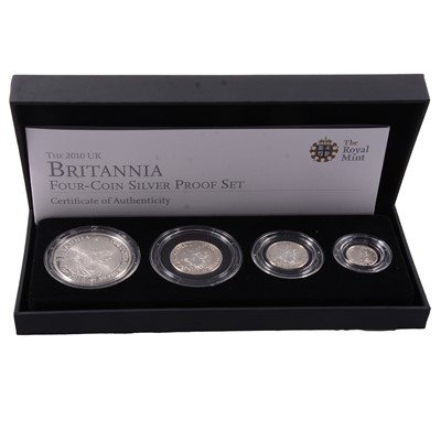 Lot 242 - 2010 Britannia Four-coin Silver Proof Set.