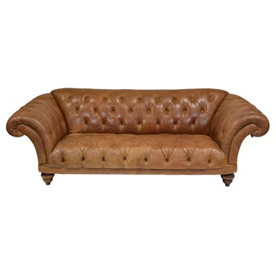 Lot 486 - Victorian style brown leather Chesterfield sofa