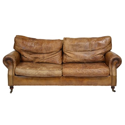 Lot 504 - Modern brown leather sofa