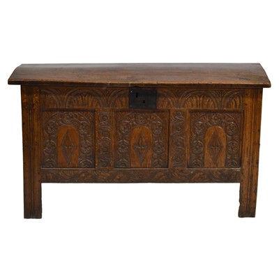 Lot 360 - Joined oak coffer, 18th Century