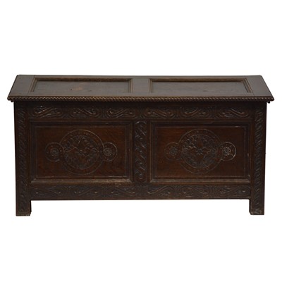 Lot 359 - Carved oak coffer, 20th Century