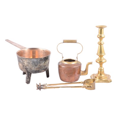 Lot 178 - Georgian tripod skillet/pan, other metalware