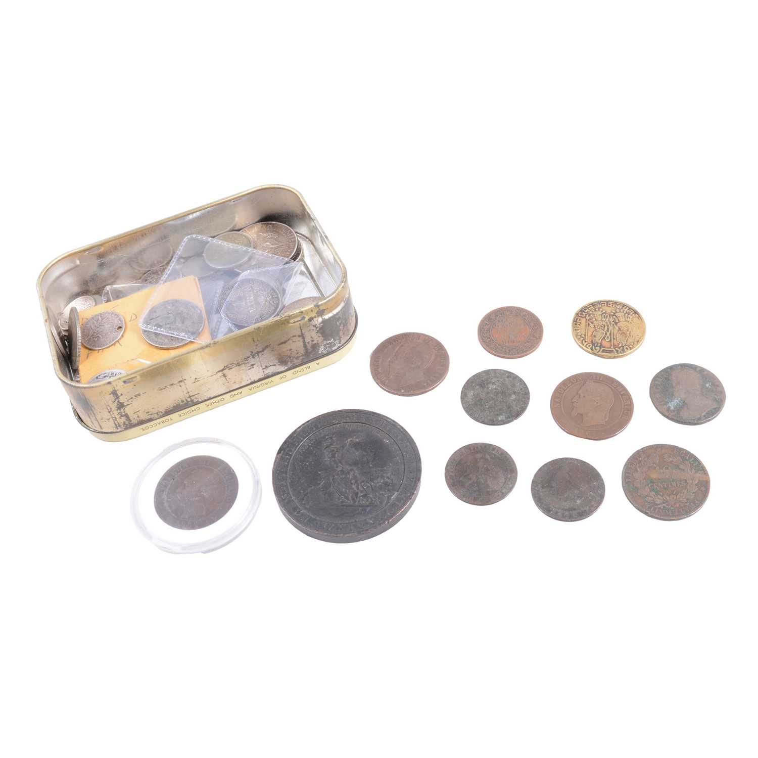 Lot 147 - Collection of 17th century and later coins and gaming tokens, some silver content.