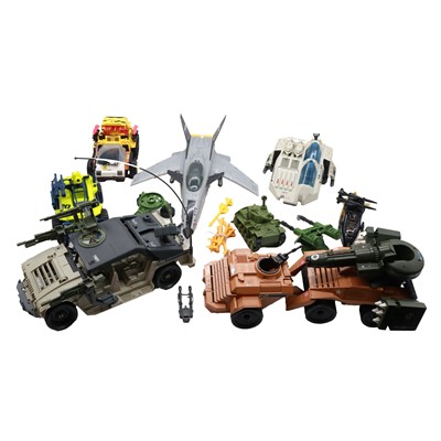 Lot 223 - Seven Hasbro GI Joe vehicles for action figures, including Cobra Wolf, Mean Dog and Conquest X30
