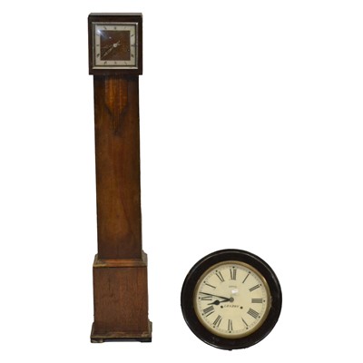 Lot 344 - Stained wood wall clock by SMiths London, and a 1930s grandmother clock