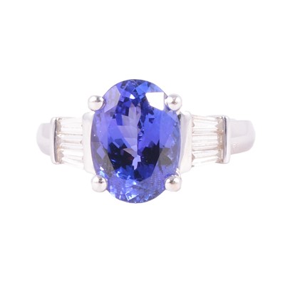 Lot 41 - A tanzanite and diamond ring.