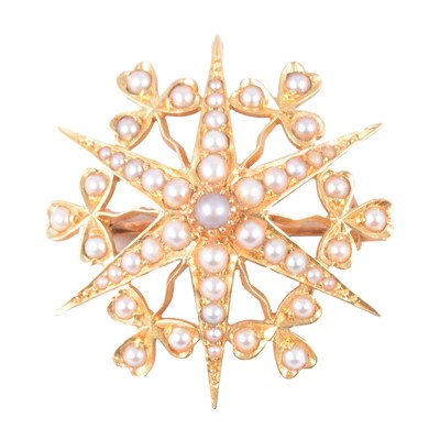 Lot 193 - A seed pearl star brooch.