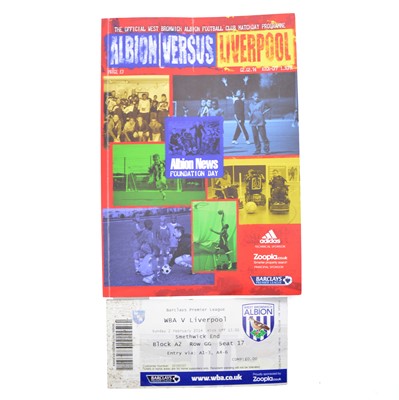 Lot 74 - West Brom vs Liverpool matchday programme, signed by