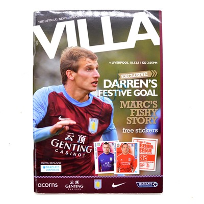 Lot 11 - Aston Villa vs Liverpool signed matchday programme