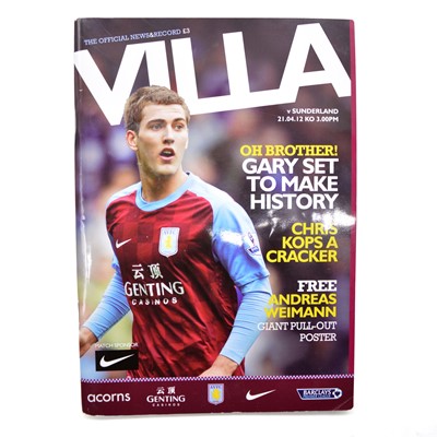 Lot 9 - Aston Villa vs Sunderland signed matchday programme