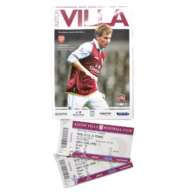 Lot 8 - Aston Villa vs Arsenal matchday programme, signed by Christian Benteke