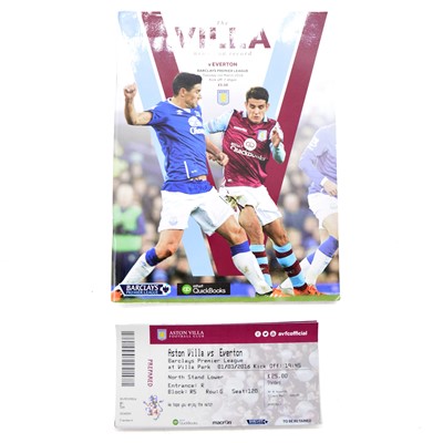 Lot 21 - Aston Villa vs Everton matchday programme, signed by Kieran Richardson