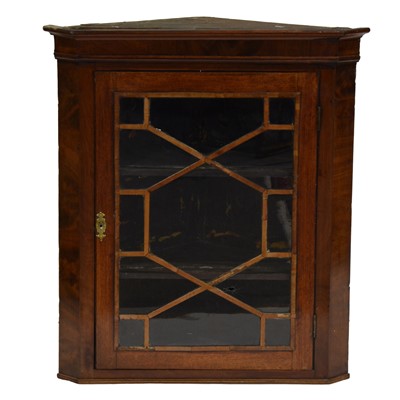 Lot 275 - Mahogany hanging corner cupboard, adapted