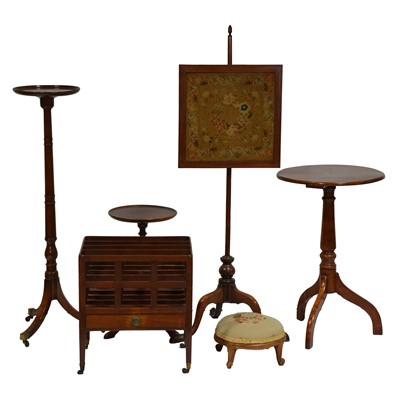 Lot 377 - Georgian style mahogany Canterbury, etc.