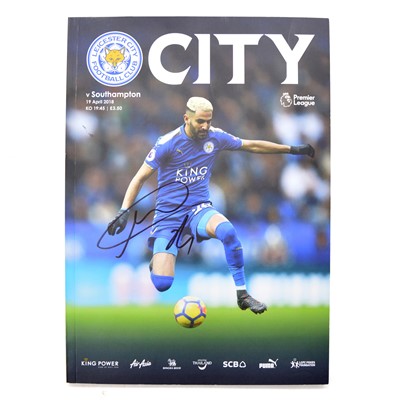 Lot 37 - Leicester City vs Southampton matchday programme, cover signed Riyad Mahrez