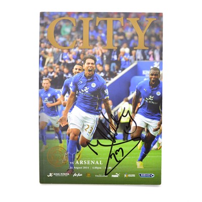 Lot 44 - Leicester City vs Arsenal matchday programme, cover signed by Leonardo Ulloa