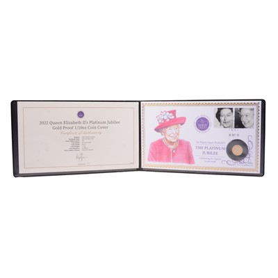 Lot 231 - 2022 Queen Elizabeth II’s Platinum Jubilee Gold Proof 1/10oz Coin Cover.