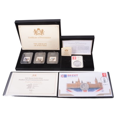 Lot 242 - Bletchley Park Coin Collection, The Aircraft of WWII Trio, and other Silver Proof coins.