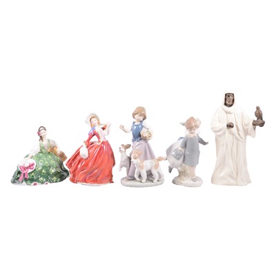 Lot 69 - Five Royal Doulton lady figurines, etc.