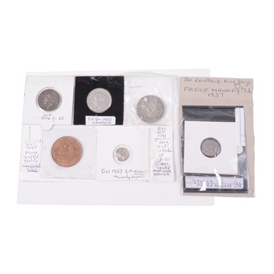 Lot 239 - Four George IV and later silver content coins and a copper coin.