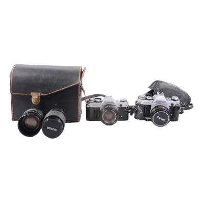 Lot 179 - Canon camera; Zenit camera; and lenses.