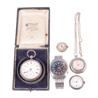 Lot 1089 - A collection of pocket watches, fob watch, and a Seiko quartz wristwatch.