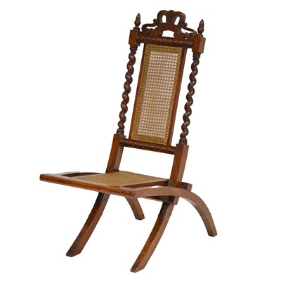 Lot 355 - Late Victorian stained beechwood folding nursing chair