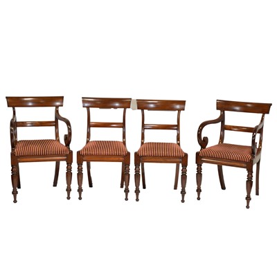 Lot 267 - Set of seven William IV mahogany bar back dining chairs, and three others