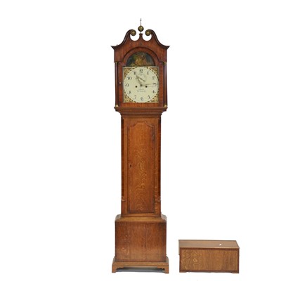 Lot 311 - Georgian oak and mahogany longcase clock, T Nelson, Market Deeping