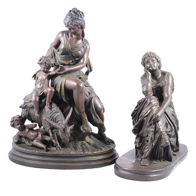 Lot 96 - Reproduction bronzed resin figure, after Pierre-Alexandre Schoenewer, and another