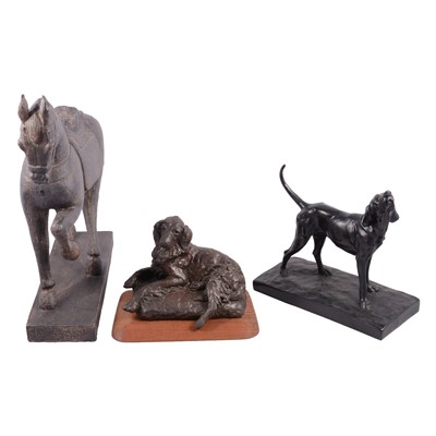 Lot 106 - Two modern Tang style horse, and two dog sculptures