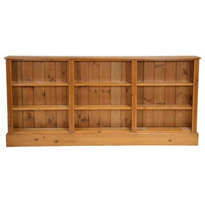 Lot 293 - Large pine open bookcase