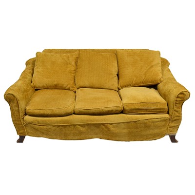 Lot 406 - Howard style three seater sofa, and matching armchair