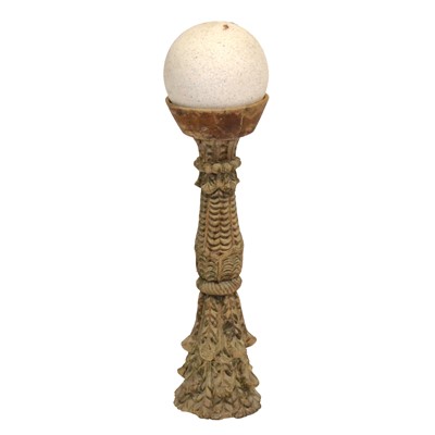 Lot 357 - Indonesian carved hardwood column with marble-effect sphere