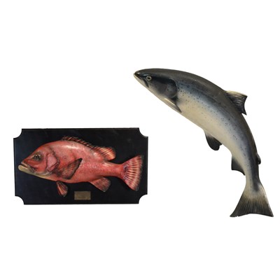 Lot 121 - Two large fibreglass fish - a Salmon, and a Red Snapper