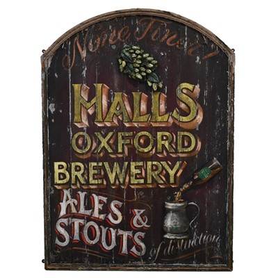 Lot 434 - Single sided-painted pub sign 'Halls Oxford Brewery'