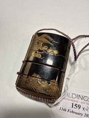 Lot 159 - Two Japanese lacquered five-section inro