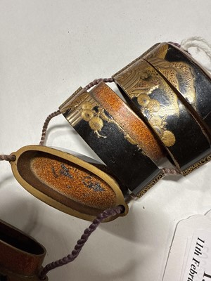 Lot 159 - Two Japanese lacquered five-section inro