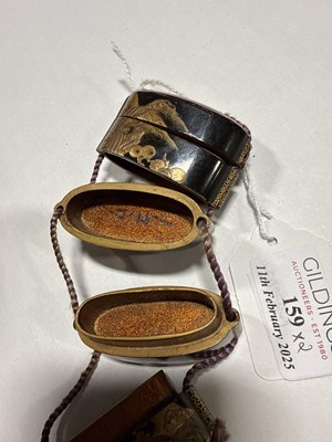 Lot 159 - Two Japanese lacquered five-section inro