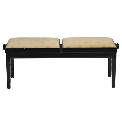 Lot 382 - Ebonised duet stool