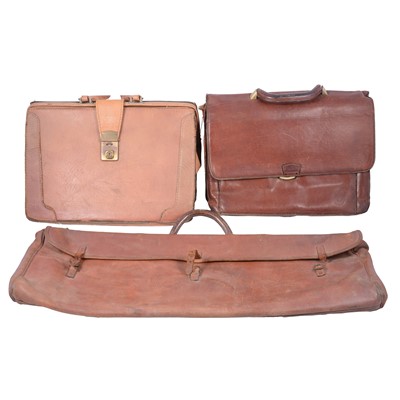 Lot 162A - Two brown leather satchels and another leather bag