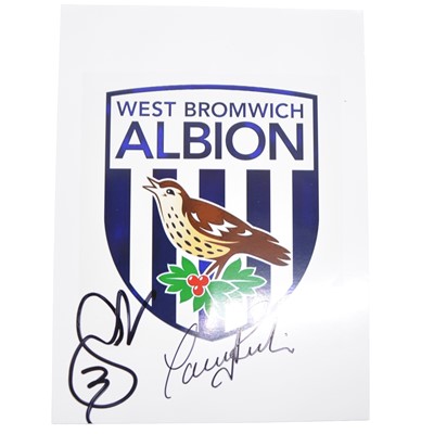 Lot 353 - Signed West Bromwich Albion 5x7 club badge, Jonas Olsson and another