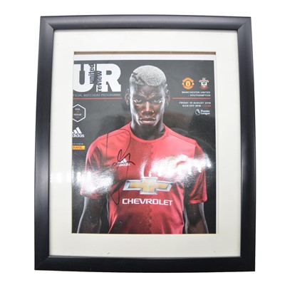 Lot 36 - Signed Manchester United vs Southampton programme, cover signed by Paul Pogba, framed