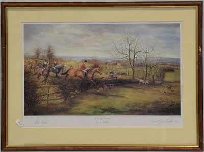Lot 274 - Joy Hawken, hound sketch, and three hunting prints