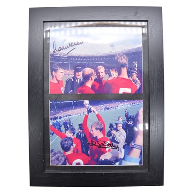 Lot 7 - Signed Jack Charlton and Martin Peters framed photographs