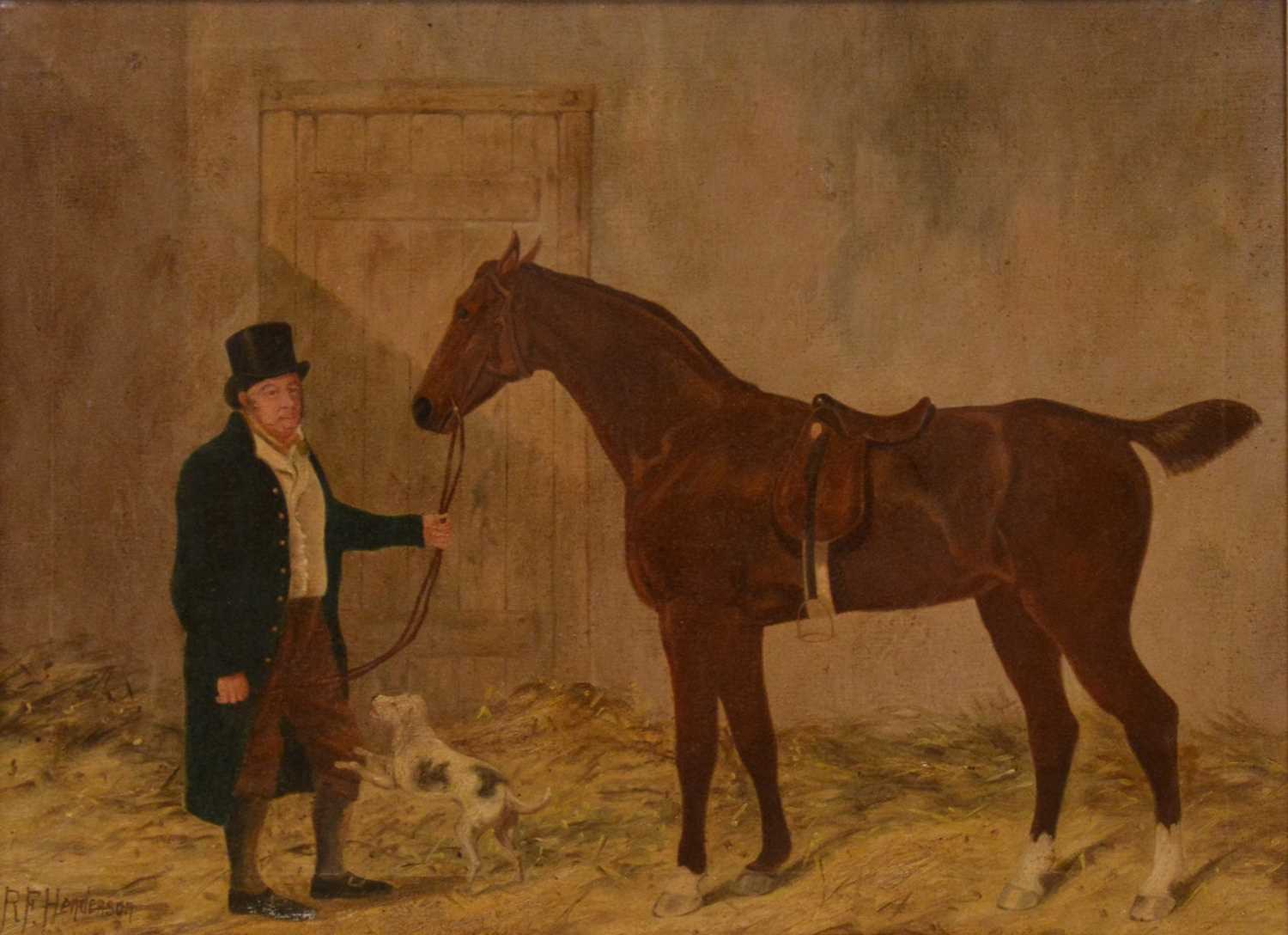 Lot 278 - R F Henderson, Racehorse and owner in a stable