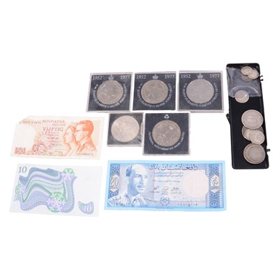 Lot 241 - Collection of British, Commonwealth and European coins and some bank notes, some silver content.