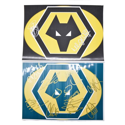 Lot 362 - Two signed Wolverhampton Wanderers A4 club badges