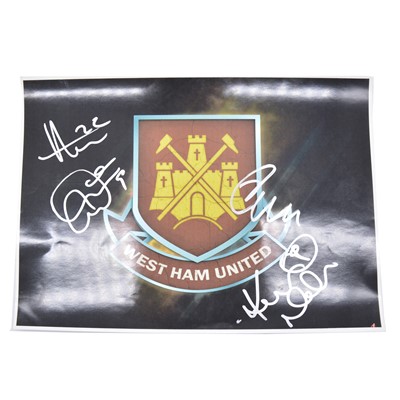 Lot 359 - Two signed West Ham United A4 club badge