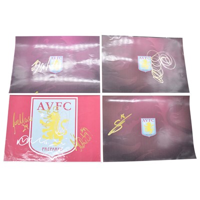 Lot 128 - Four signed Aston Villa A4 club badges